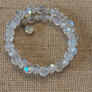 Vintage Aurora Borealis Crystal Beaded Coil Wrap Bracelet